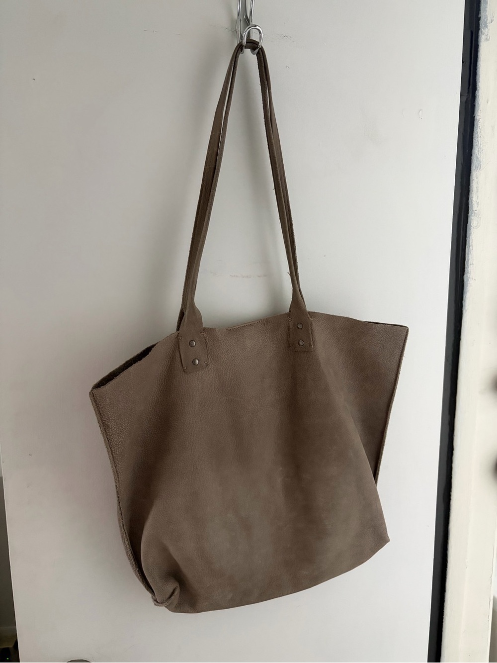 Eileen Fisher Taupe Gray Suede Tote Bag